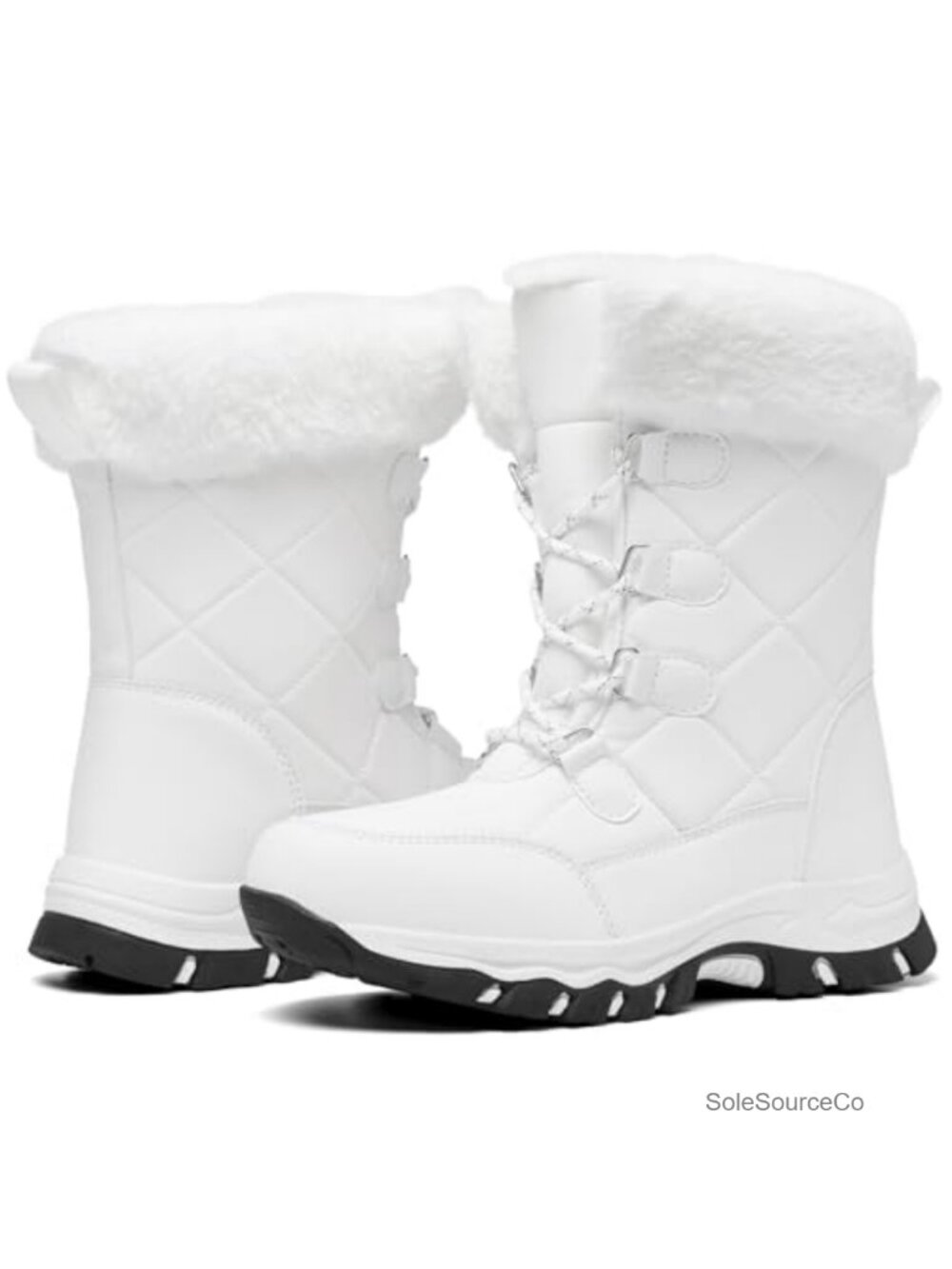 Women's Snow Boots Water-Resistant Faux Fur Lined Warm Outdoor Lace Up Mid-Calf